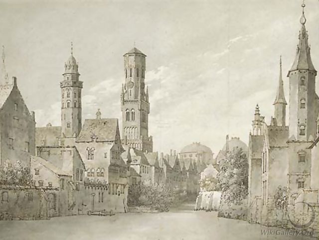 Two views of Bruges, Belgium - Joseph Farington