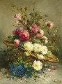 Still life with flowers in a wicker basket - Joseph Klaas