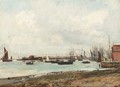 A harbour at low tide - John William Buxton Knight