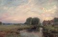 A peaceful river landscape at sunset - John William Buxton Knight