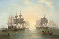 The fleet at anchor in an evening calm - James Wilson Carmichael