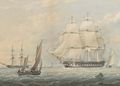 A Royal Naval frigate amidst other shipping at Spithead - James Wilson Carmichael