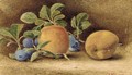 Still Life with Peaches and Plums - John William Hill