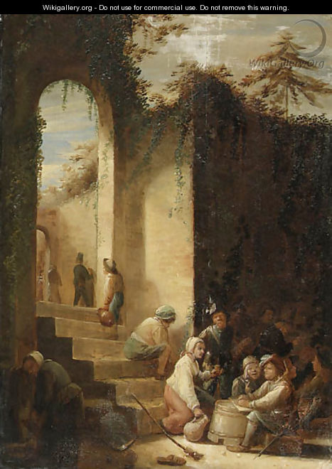 Peasants and Soldiers in a Courtyard - Joos van Craesbeeck