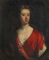 Portrait of a lady of the Barrington family, half-length, in a red dress, feigned oval - Jonathan Richardson