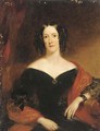 Portrait of Marie Louise McMullin, nee Lenferna de Laresta, seated three-quarter-length, in a black dress and red shawl - John Wood