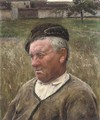 A farmer in a meadow - Jose Julio de Souza-Pinto