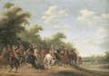 A wooded landscape with a cavalry skirmish - Joost Cornelisz. Drooghsloot