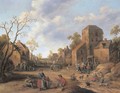 A village scene with figures and beggars - Joost Cornelisz. Droochsloot