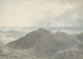 A figure in an extensive mountainous landscape - John Robert Cozens