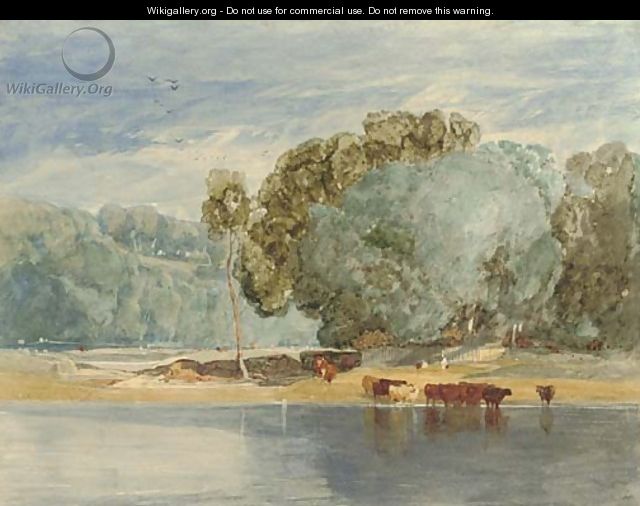 River scene with cattle - John Sell Cotman