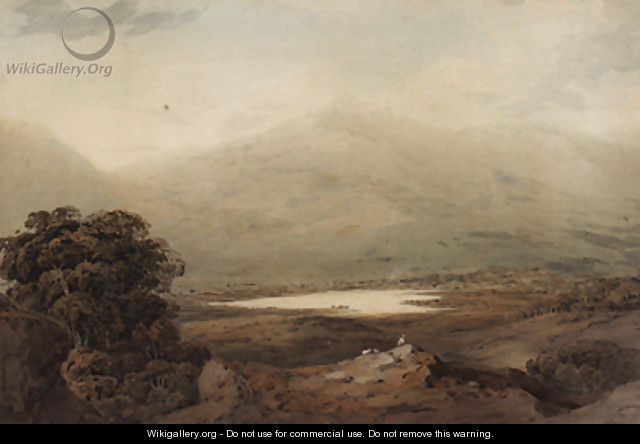 Snowdon from Capel Curig, looking across Lake Gwynant, North Wales - John Varley