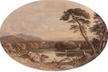 Romantic landscape with figures in the foreground - John Varley