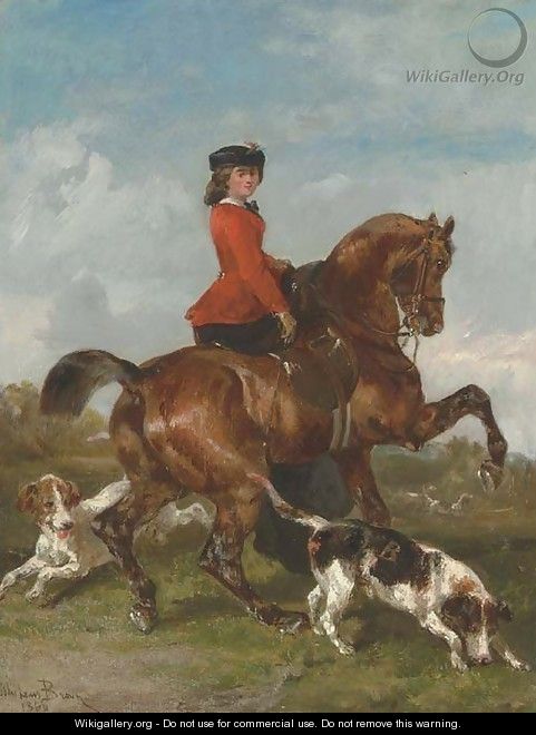 An Elegant young Lady out Hunting with Hounds - John Lewis Brown