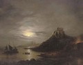 Lindisfarne Castle and Abbey, Holy Island, by moonlight - John Moore of Ipswich