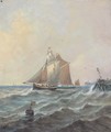Fishing schooners coming out of port, possibly Newhaven - John Moore of Ipswich