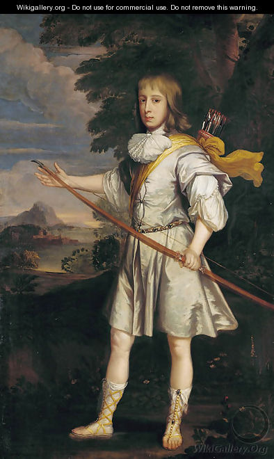 Portrait of a young man, possibly Anthony Henley, son of Sir Robert Henley, of The Grange, Hampshire, full-length - John Michael Wright