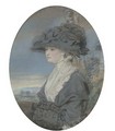 Portrait of a Lady, traditionally identified as the artist's wife, half-length, in a black dress and large hat - John Raphael Smith