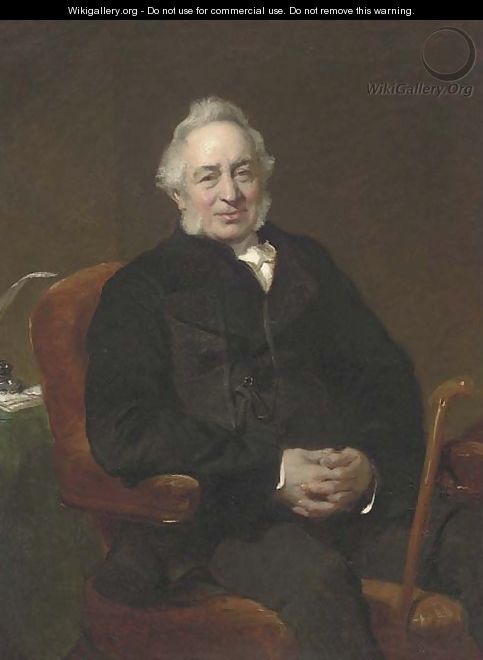Portrait of Ralph Price Esq., seated three-quarter-length, in a black suit - John Prescott Knight