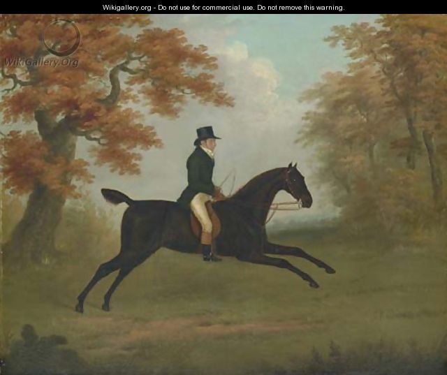 A gentleman out riding on a dark bay horse - John Nost Sartorius