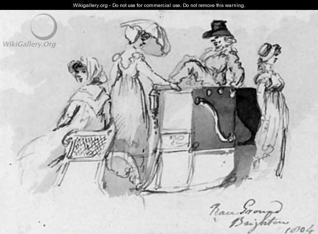 Spectators in a carriage at Brighton Races, Sussex - John Nixon