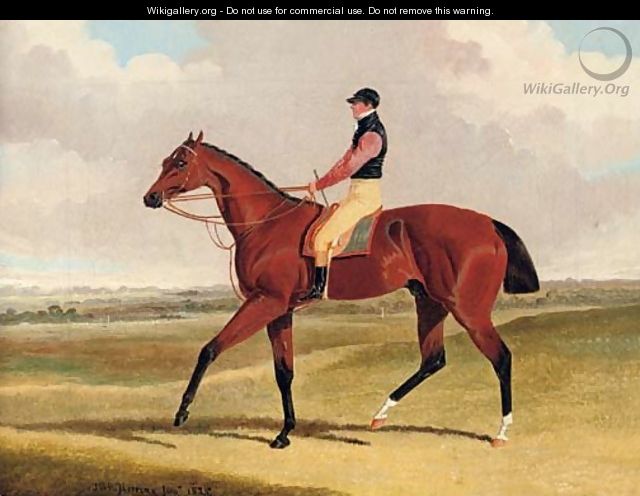 Theodore, winner of the 1822 St. Leger, with John Jackson up, a racecourse beyond - John Frederick Herring, Jnr.