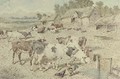 A farmyard scene with cattle, poultry and pigs - John Frederick Herring, Jnr.