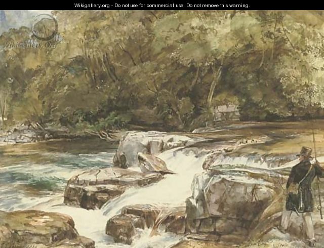 An angler on a Devonshire river - John Frederick Lewis