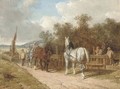 Barge horses by a lock - John Frederick Herring Snr