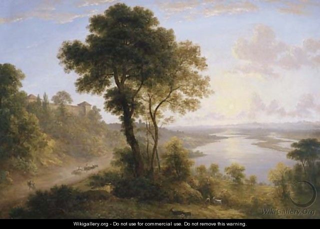 Landscape with Buildings on Hill - John Glover