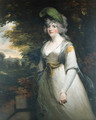 Portrait of Lady Boothby, three-quarter length, in a grey dress and with a plume in her hair, a landscape beyond 2 - John Hoppner