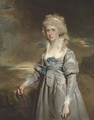 Portrait of Charlotte Walsingham, Lady Fitzgerald, three-quarter-length, in a grey satin dress - John Hoppner