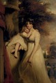 Portrait of Lady Mildmay, standing three-quarter-length, in a white dress, with her child, a landscape beyond - John Hoppner