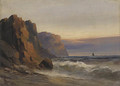 Shipping off a rocky coastline; and Another similar - John Henry Boel
