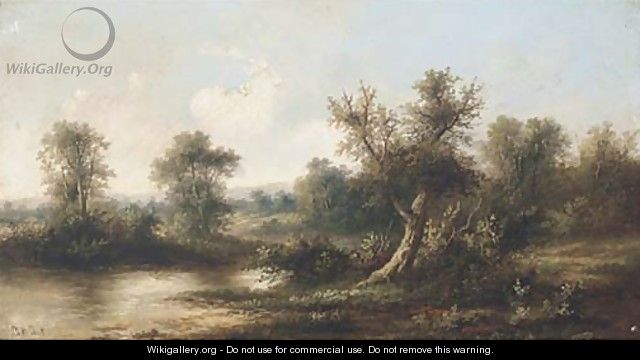 A river landscape - John Henry Boel