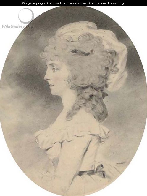 Portrait of a lady, half-length, facing left, with her hair upswept - John Downman