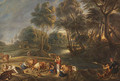 Landscape with milkmaids and huntsmen - John Constable