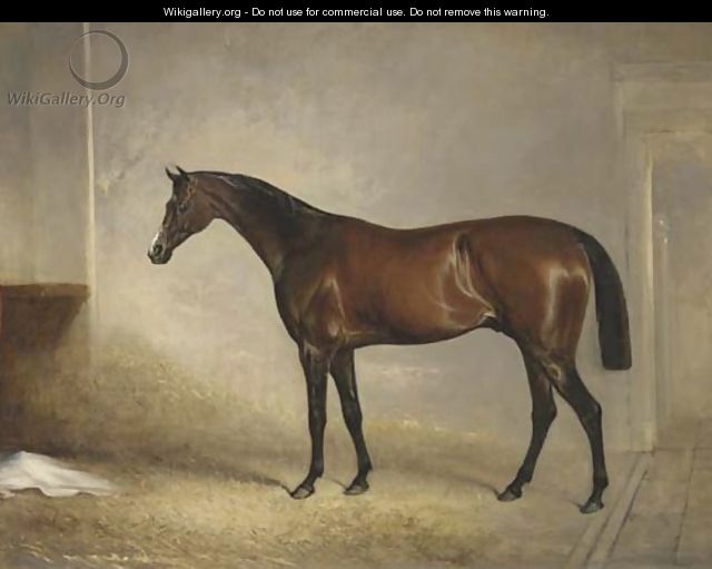 Attila, winner of the 1842 Derby, in a stall - John Ferneley, Snr.