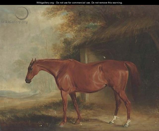A chestnut mare outside a stable - John Ferneley, Snr.