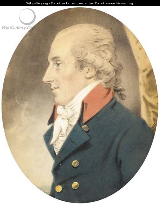 Portrait of Captain Russell, bust-length, in naval uniform - John Downman