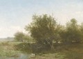 An angler in a summer landscape - Johannes Warnardus Bilders