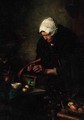 An old lady cooking apples - Johannes Weiland