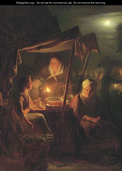 Nocturne selling berries on the evening market - Johannes Rosierse