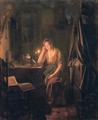 A seated lady by candlelight - Johannes Rosierse