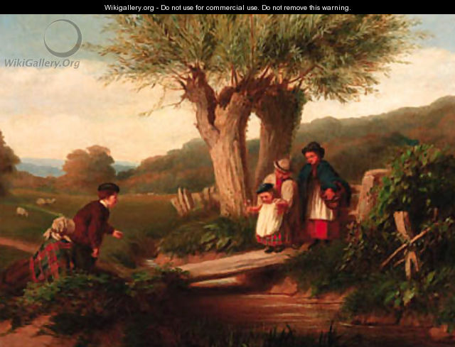 Gypsies crossing a brook - John Anthony Puller
