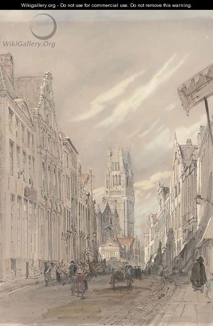 Figures off to market, Bruges - John Bagnold Burgess
