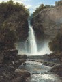 A figure by a waterfall - John Brandon Smith