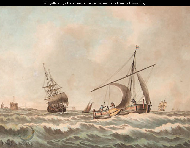 A Dutch barge in coastal waters - John the Younger Cleveley