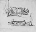 Two studies of historical yachts - Johannes Bosboom