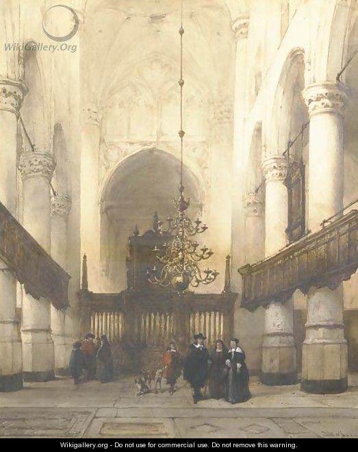 Figures in the Nieuwe Kerk, Delft - Johannes Bosboom